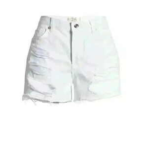 NWT Free People Maggie Mid-Rise Denim Shorts In Optic White Sz 26